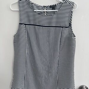 Ann Taylor Navy and White Striped Sleeveless Top